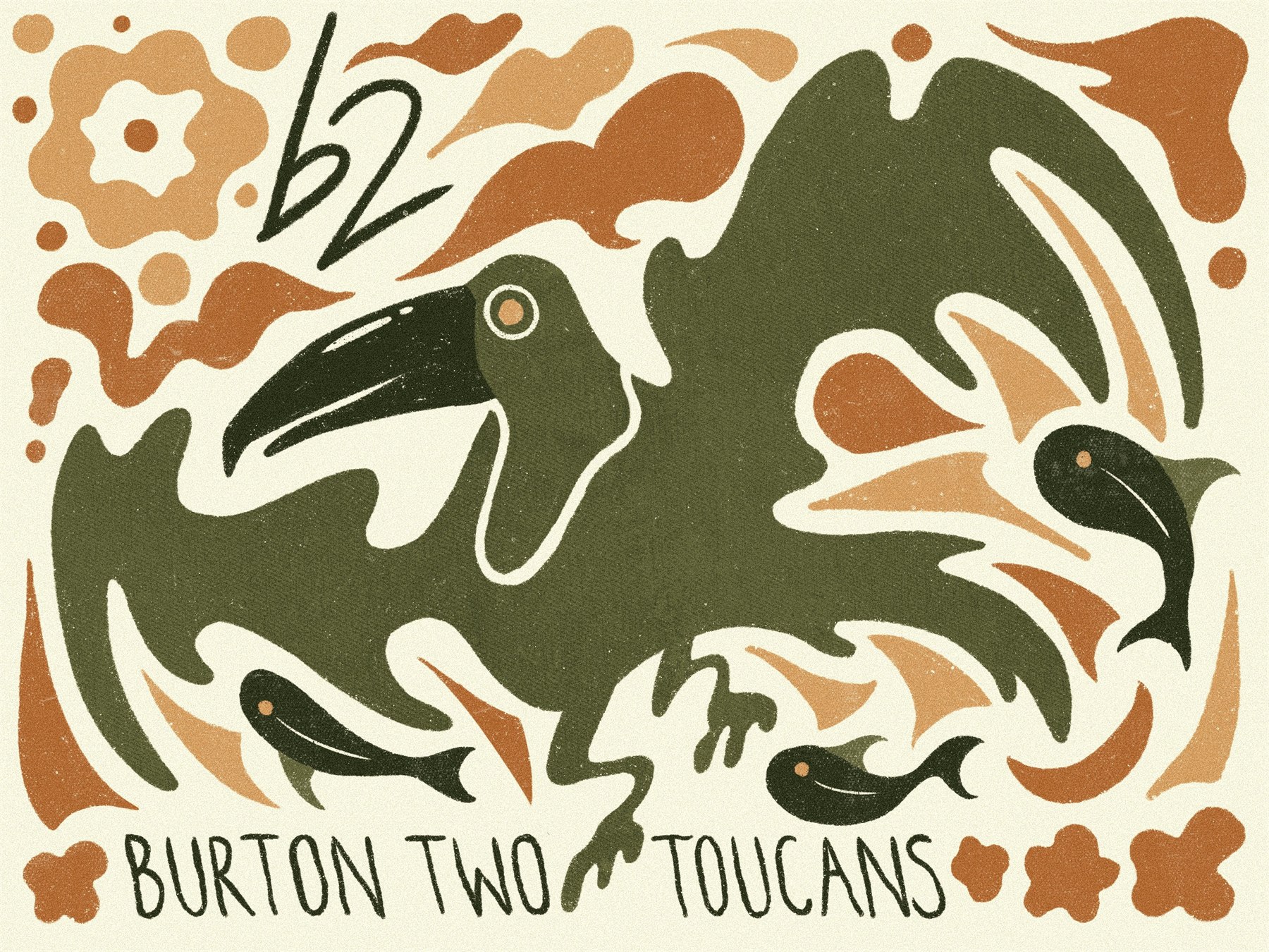 Burton Two toucan sticker illustration