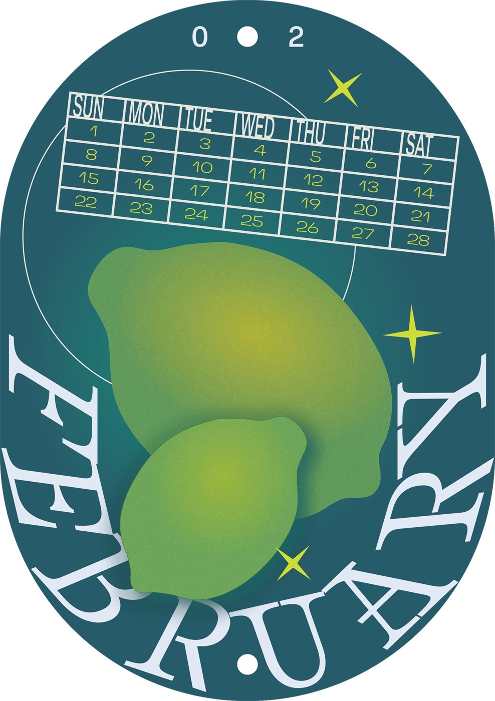 Fruit Sticker Calendar: February