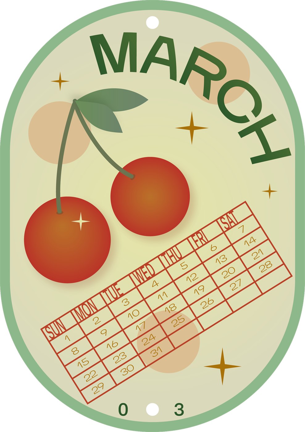 Fruit Sticker Calendar: March