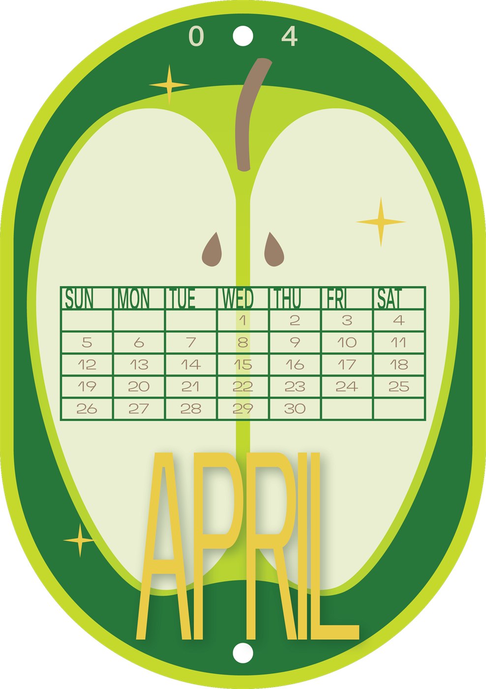 Fruit Sticker Calendar: April