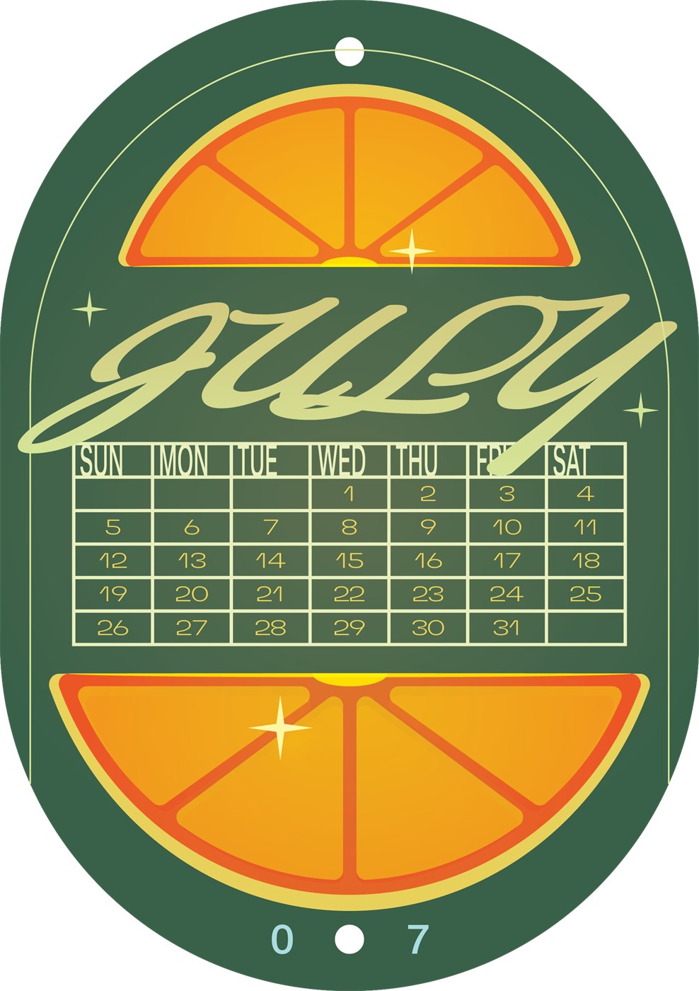 Fruit Sticker Calendar: July