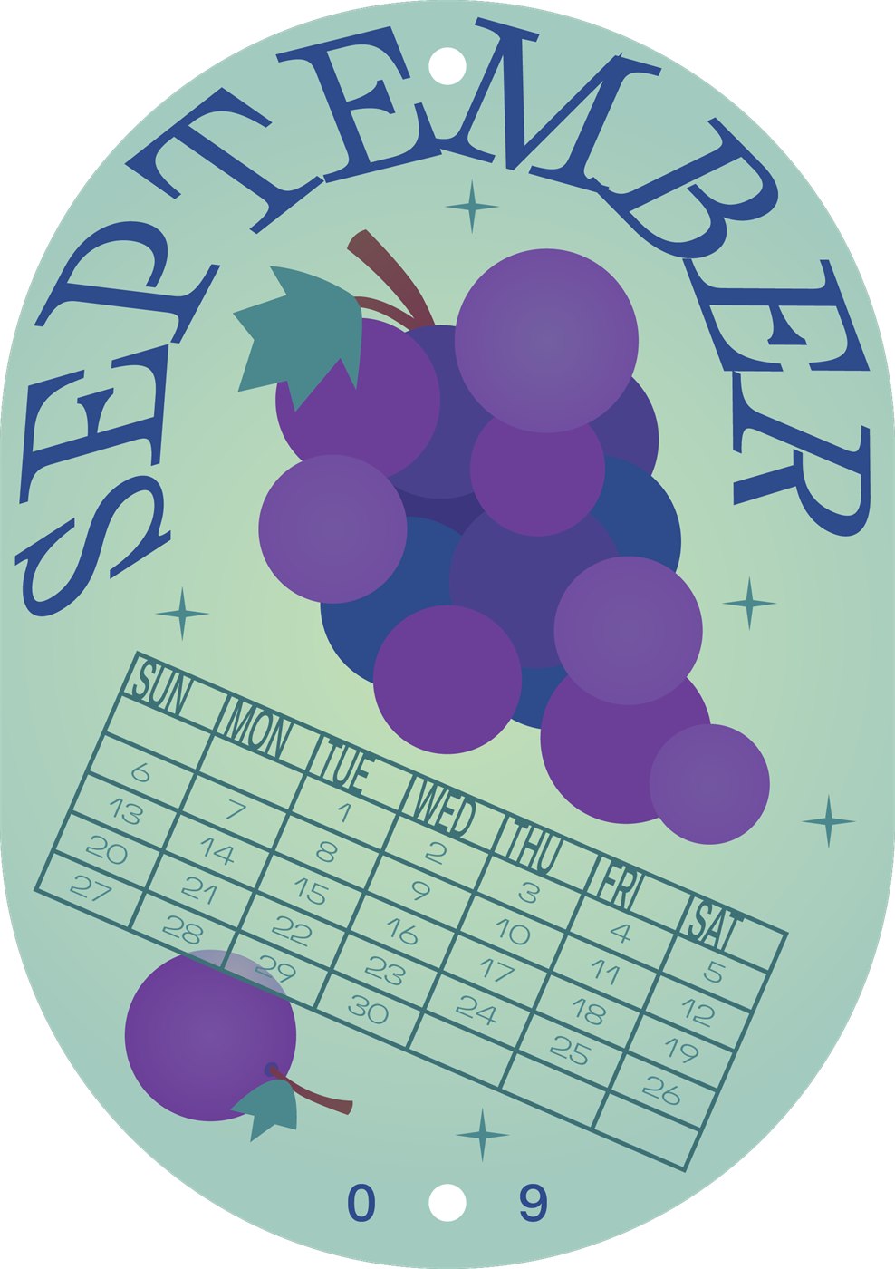 Fruit Sticker Calendar: September